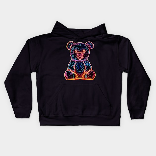 Neon Bear Kids Hoodie by apsi